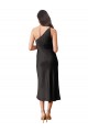 Cheapest Stretch Satin Sheath Midi Length Sleeveless Black Prom Dresses Canada