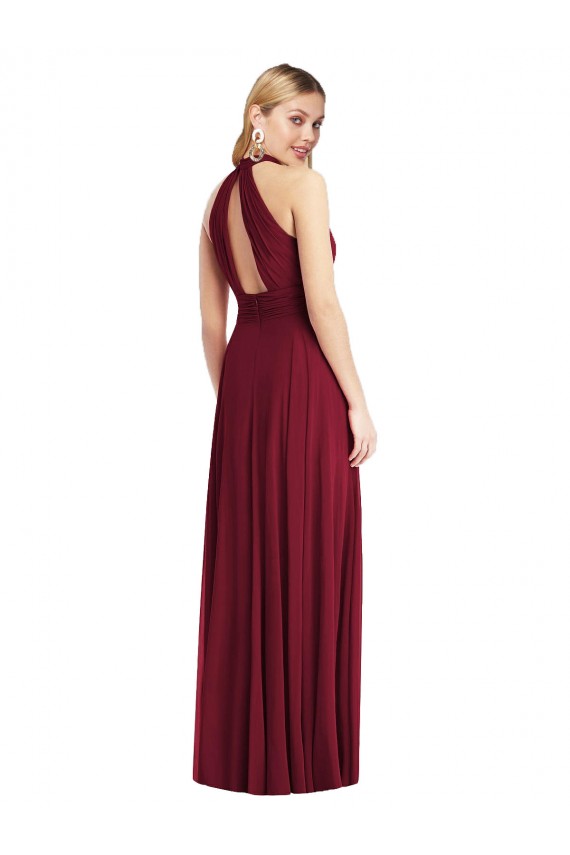 Cheapest Soft Chiffon A-Line Sleeveless Burgundy Semi Formal Evening Dress Canada