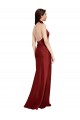 Cheapest Stretch Satin A-Line Long Sleeveless Backless Black Tie Evening Dress Canada