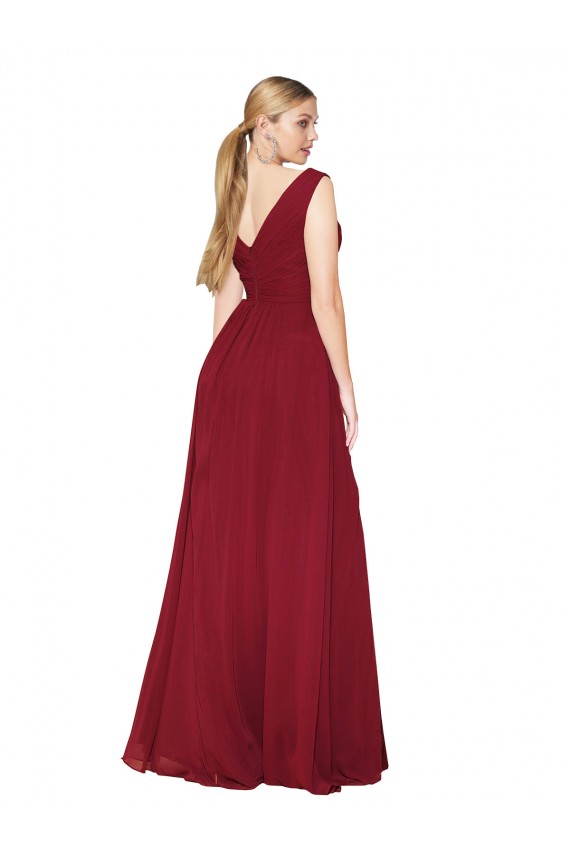 Cheapest Soft Chiffon A-Line Long Sleeveless V-Back Black Tie Evening Gown Canada