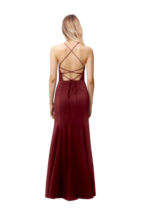 Cheapest Stretch Crepe Mermaid Long Sleeveless Criss Cross Back Formal Evening Dress Canada