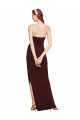Cheapest Stretch Crepe Sheath Long Sleeveless Burgundy Gold Prom Dresses Canada
