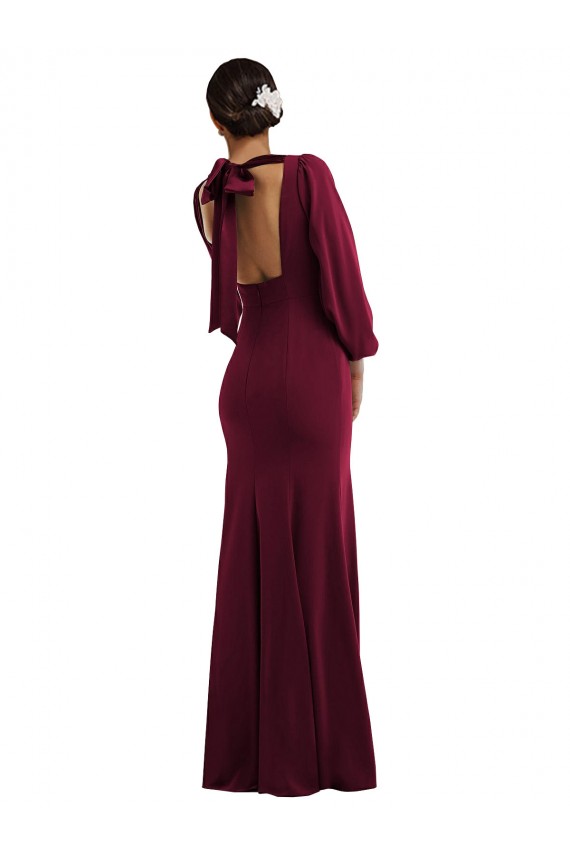 Cheapest Stretch Crepe Trumpet Long Long Sleeves Open Back Formal Evening Dress Canada