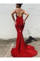 Cheapest Velvet Sequin Mermaid Court Train Sleeveless Long Evening Dress Canada