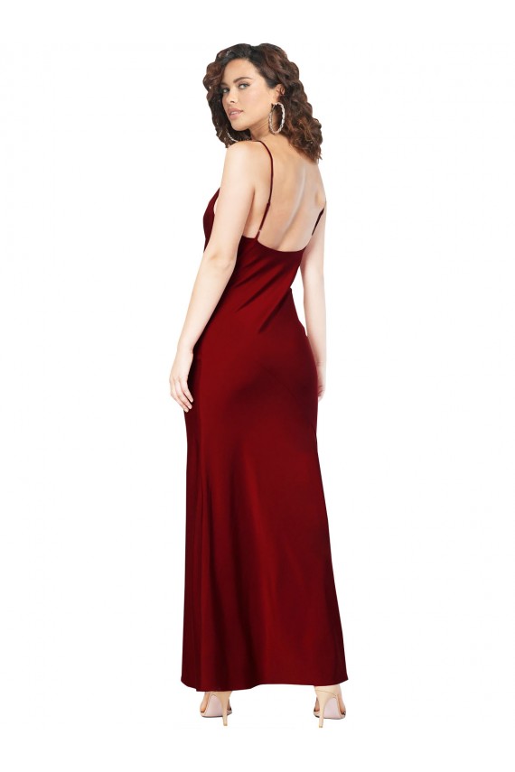 Cheapest Silky Satin Sheath Long Sleeveless Low Back Black Tie Evening Dress Canada