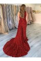 Cheapest Velvet Sequin Sheath Court Train Sleeveless Prom Dress Canada