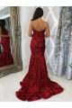 Cheapest Velvet Sequin Sheath Court Train Sleeveless Evening Dress Canada