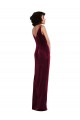 Cheapest Stretch Velvet Sheath Long Sleeveless Burgundy Prom Dresses Canada