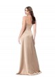 Cheapest Silky Satin A-Line Long Sleeveless Low Back Champagne Pink Prom Dresses Canada