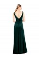 Cheapest Stretch Velvet A-Line Long Sleeveless V-Back Black Tie Evening Dress Canada