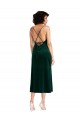 Cheapest Stretch Velvet Sheath Midi Length Sleeveless Criss Cross Open Back Black Tie Evening Dress Canada