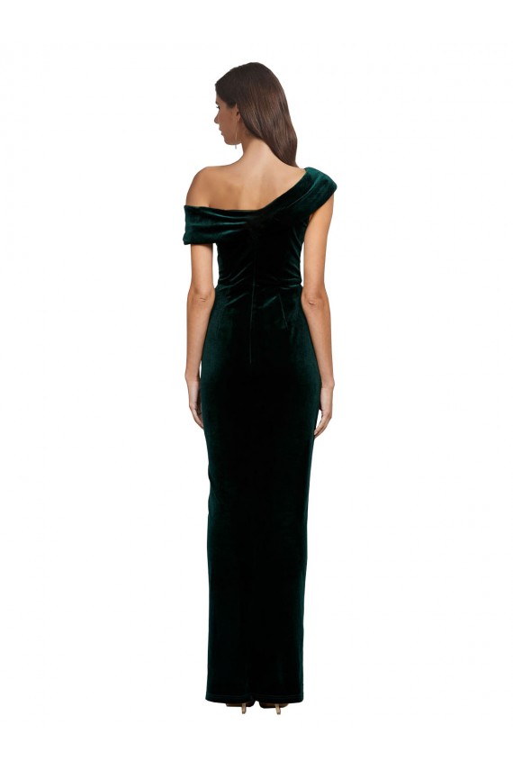 Cheapest Stretch Velvet Sheath Long Sleeveless High Low Evening Dress Canada