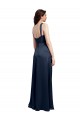 Cheapest Stretch Satin A-Line Long Sleeveless Low Back Side Slit Prom Dresses Canada