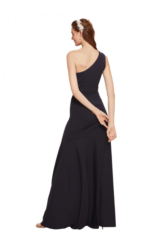 Cheapest Stretch Crepe A-Line Long Sleeveless Dark Navy Prom Dresses Canada