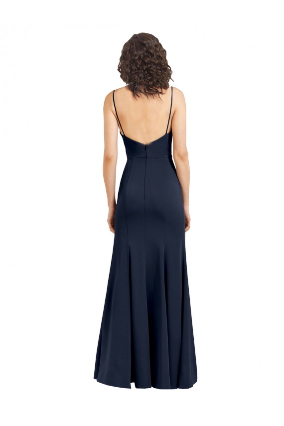Cheapest Stretch Crepe Sheath Long Sleeveless Low Back Formal Dress Canada