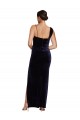Cheapest Stretch Velvet Sheath Long Sleeveless Low Back High Side Slit Prom Dresses Canada