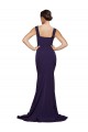 Cheapest Stretch Crepe Sheath Sweep Train Sleeveless Dark Navy Prom Dresses Canada