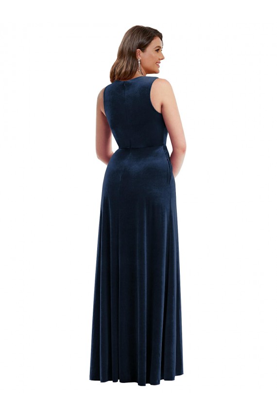 Cheapest Stretch Velvet Sheath Long Sleeveless Formal Plus Size Evening Dress Canada