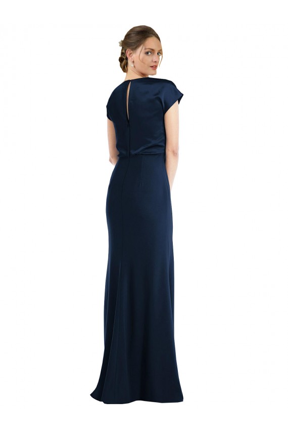 Cheapest Stretch Crepe Trumpet Long Cap Sleeves Keyhole Back Formal Evening Dress Canada