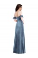 Cheapest Stretch Velvet A-Line Long Ruffle Sleeves Low Back Formal Dress Canada