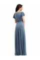 Cheapest Stretch Velvet A-Line Long Flutter Sleeves Black Tie Evening Dress Canada