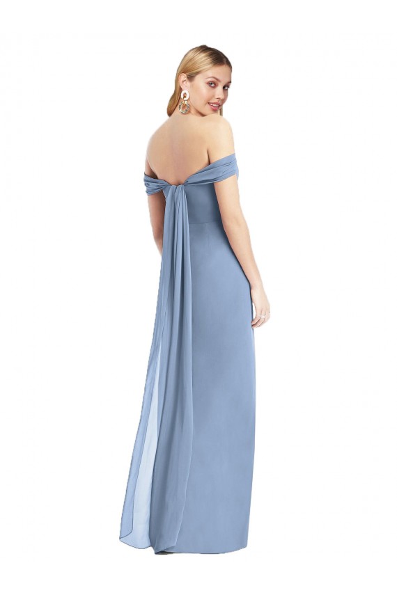Cheapest Soft Chiffon Mermaid Long Sleeveless Low Back Semi Formal Evening Dress Canada