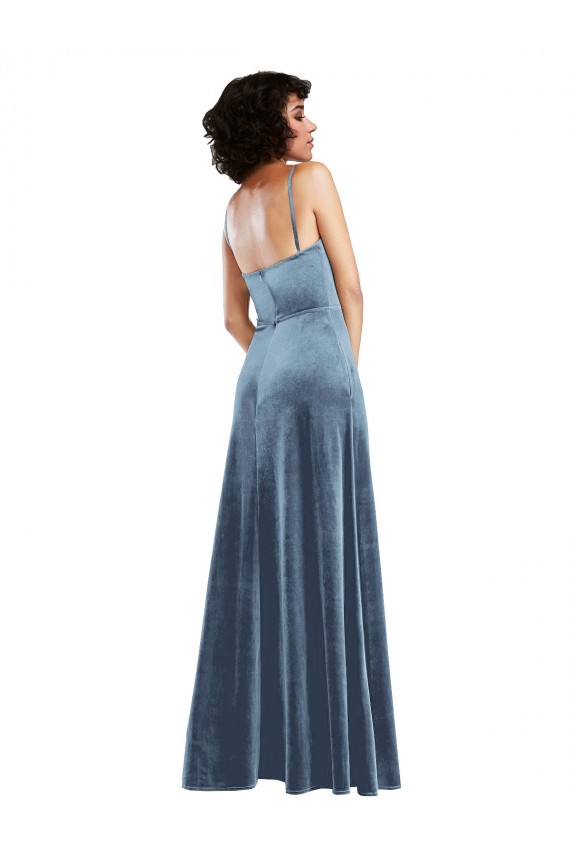 Cheapest Stretch Velvet Sheath Long Sleeveless Criss Cross Open Back Semi Formal Evening Dress Canada