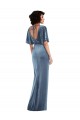 Cheapest Stretch Velvet Sheath Long Flutter Sleeves Open Back Semi Formal Evening Dress Canada