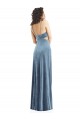 Cheapest Stretch Velvet Sheath Long Sleeveless Low Back Dusty Blue Prom Dresses Canada