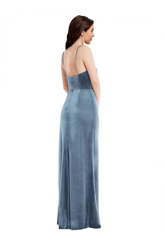 Cheapest Stretch Velvet Trumpet Long Sleeveless Low Back Formal Evening Dress Canada