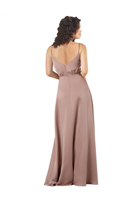 Cheapest Silky Satin A-Line Long Sleeveless Formal Evening Dress Canada