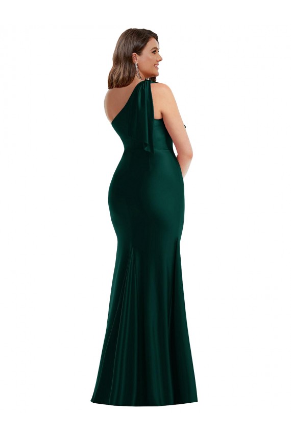 Cheapest Silky Satin Mermaid Long Sleeveless Front Slit Prom Dresses Canada