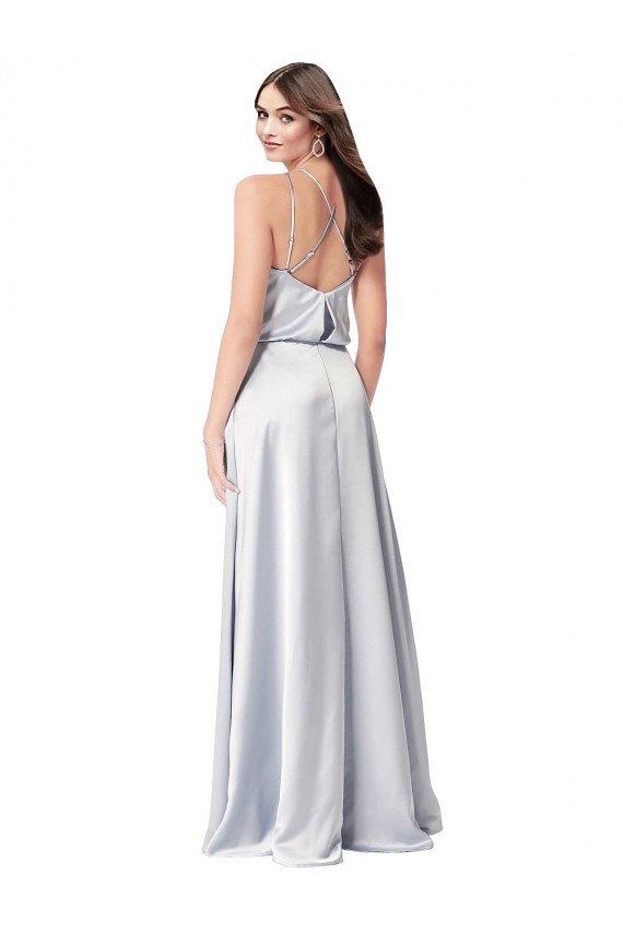Cheapest Silky Satin A-Line Long Sleeveless Low Back Formal Evening Dress Canada