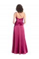 Cheapest Stretch Satin A-Line Long Sleeveless Open Back Fuchsia Prom Dresses Canada