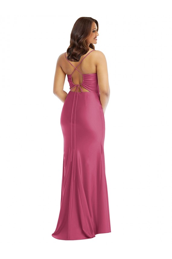 Cheapest Silky Satin Mermaid Long Sleeveless Tie Back Formal Plus Size Evening Dress Canada
