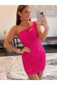 Cheapest Velvet Sequin Sheath Short Sleeveless One Shoulder Evening Gown Canada
