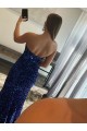 Cheapest Velvet Sequin Sheath Sweep Train Sleeveless High Side Slit Prom Dress Canada