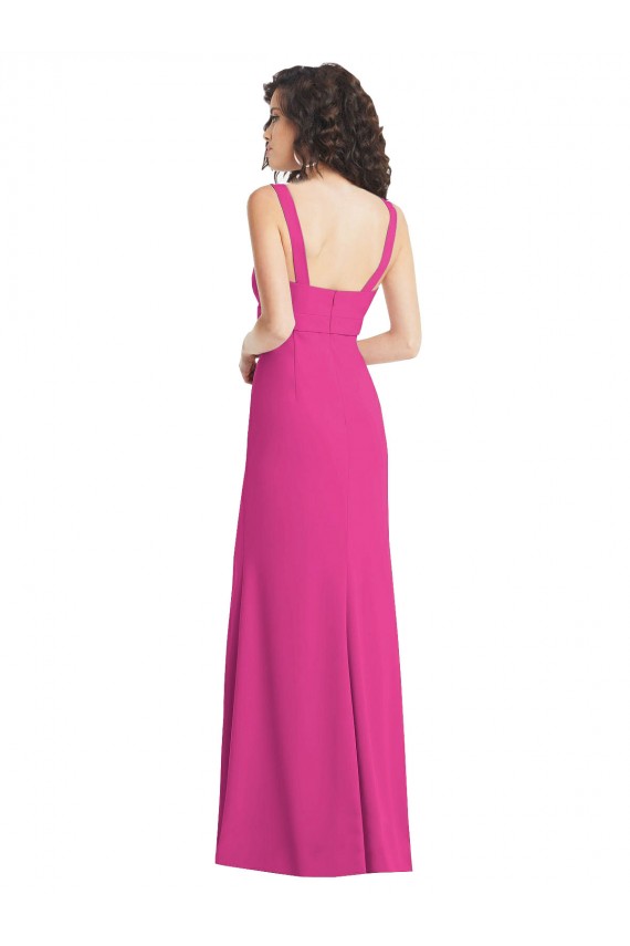 Cheapest Stretch Crepe Trumpet Long Sleeveless Square Neck Low Back Prom Dresses Canada