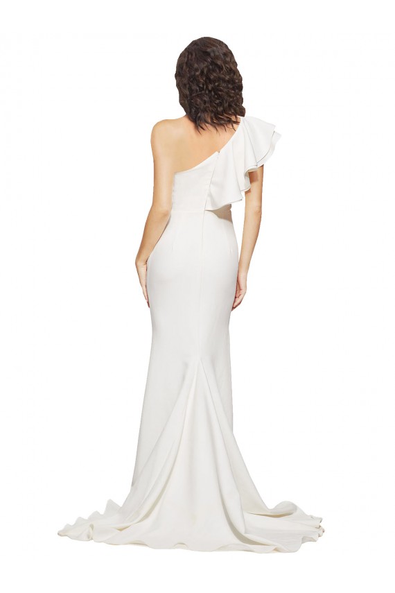 Cheapest Stretch Crepe Sheath Sheath Sleeveless Ivory Semi Formal Evening Dress Canada