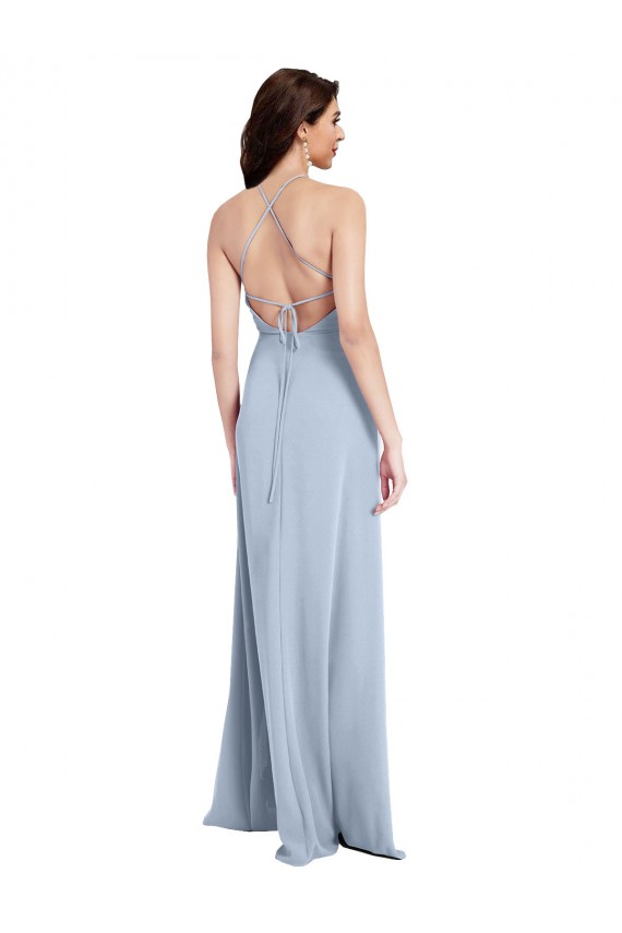 Cheapest Stretch Crepe Sheath Long Sleeveless Criss Cross Open Back Formal Evening Dress Canada