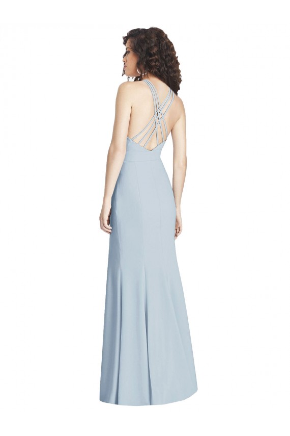 Cheapest Stretch Crepe Trumpet Long Sleeveless Criss Cross Open Back Evening Dress Canada