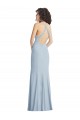 Cheapest Stretch Crepe Trumpet Long Sleeveless Criss Cross Back Light Sky Blue Prom Dresses Canada