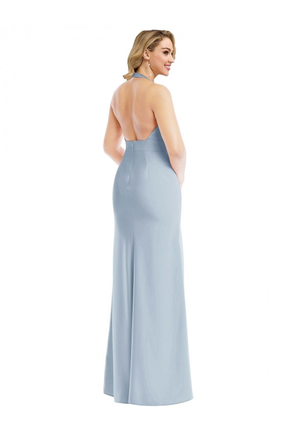 Cheapest Stretch Crepe Trumpet Long Sleeveless Open Back Evening Dress Canada