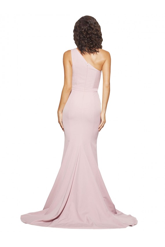 Cheapest Stretch Crepe Sheath Sweep Train Sleeveless Side Slit Prom Dresses Canada