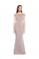 Cheapest Stretch Crepe Mermaid Long Cap Sleeves Tie Back Formal Evening Dress Canada