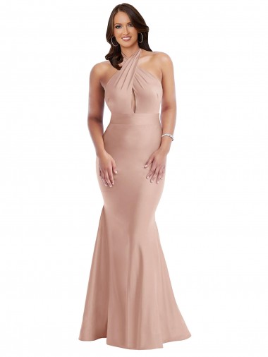Cheapest Silky Satin Mermaid Long Sleeveless Open Back Formal Plus Size Evening Dress Canada