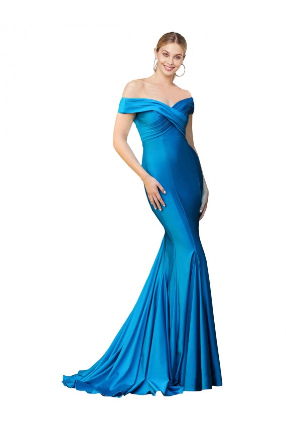 Cheapest Satin Mermaid Long Sleeveless Formal Evening Dress Canada