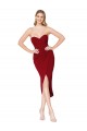 Cheapest Stretch Crepe Mermaid Knee Length Sleeveless Burgundy Prom Dresses Canada
