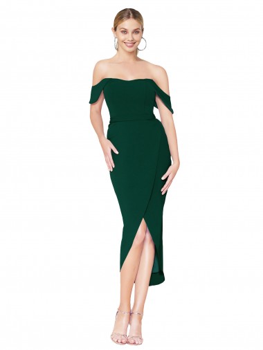 Cheapest Stretch Crepe Mermaid Knee Length Sleeveless High Low Evening Dress Canada