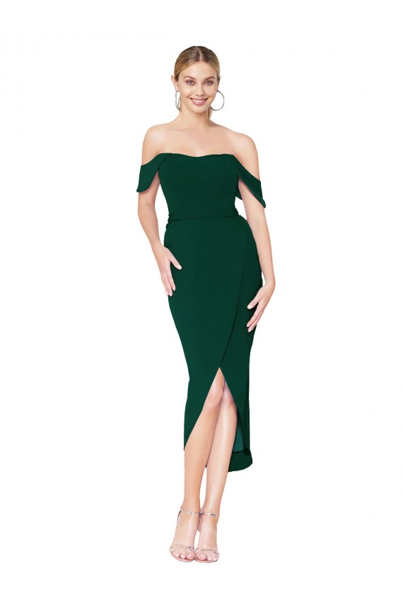 Cheapest Stretch Crepe Mermaid Knee Length Sleeveless High Low Evening Dress Canada
